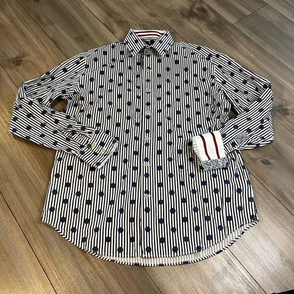 Robert Graham Polka‎ Dot Casual Buttonup Shirt Men Medium Bin C-50 - Picture 1 of 4
